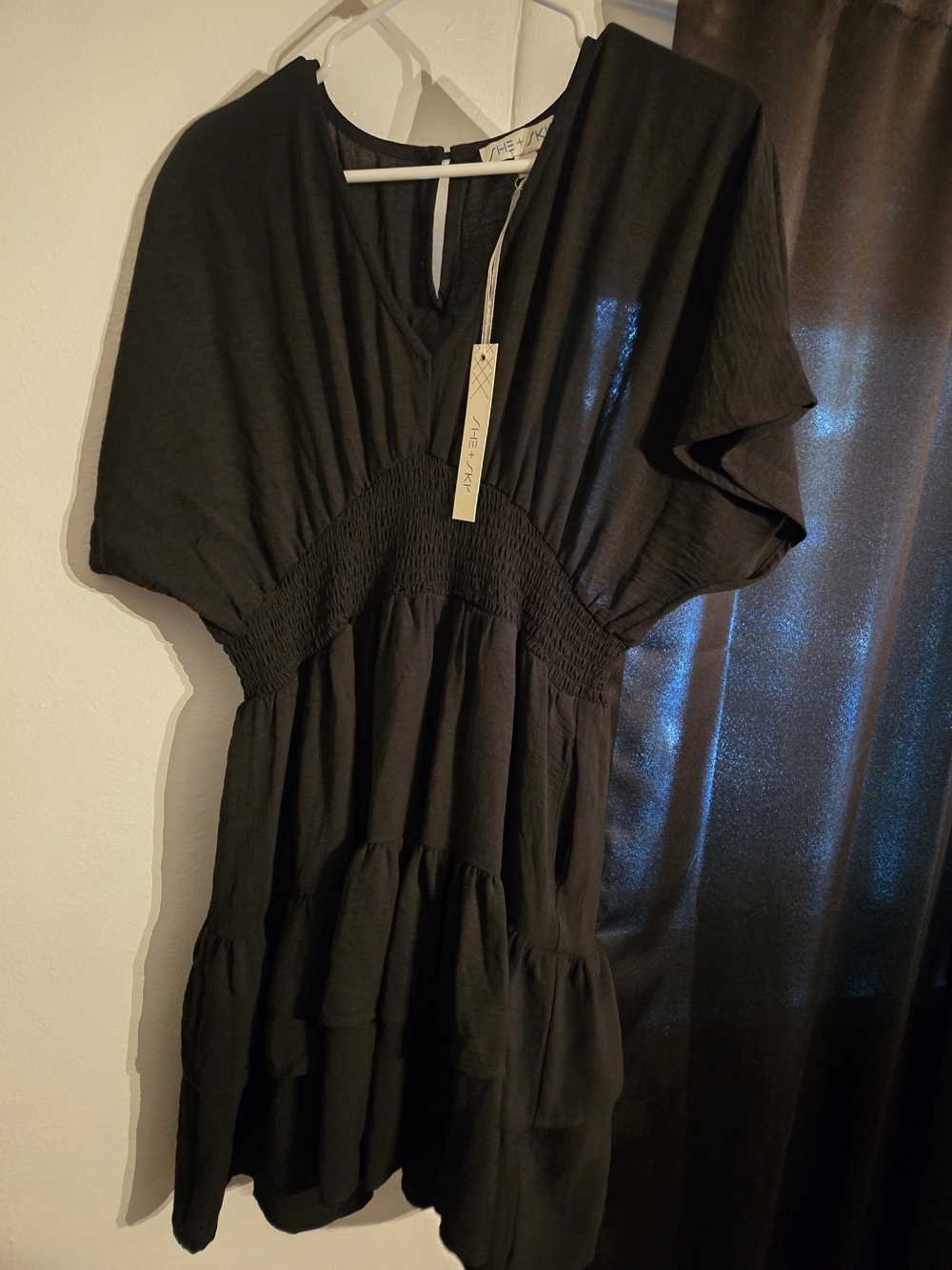 Black Tiered Smocked Waist Mini Dress